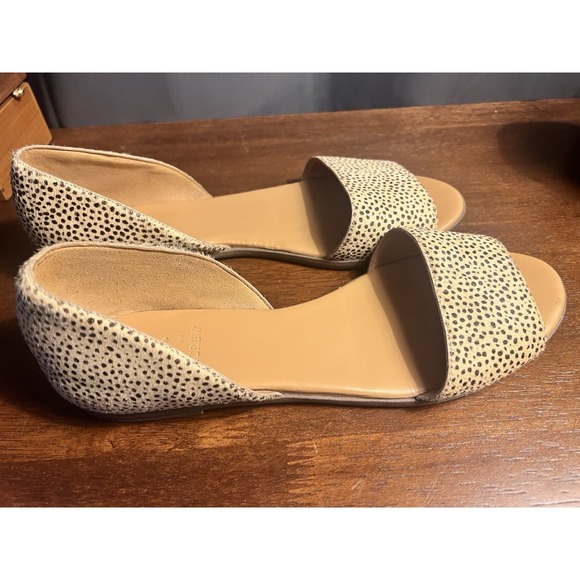 J.Crew Morgan Calf-Hair Peep Toe Flats 9 Tan/Black Spotted Leopard - Picture 7 of 7